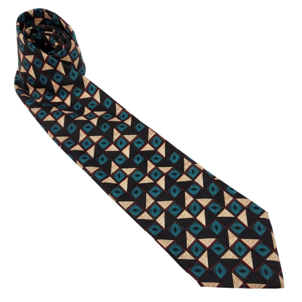 Vintage Ketch Tie Men's Geometric Tie Necktie Skinny 100% Polyester EUC